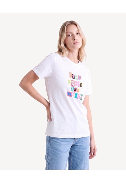 Camiseta Screen Silueta Amplia  Para Mujer Crudo Seven Seven