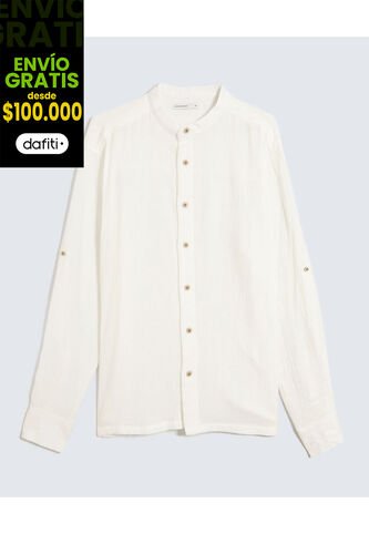 Camisa Para Hombre Manga Larga Sin Bolsillo Cuello Neru Color Marfil Marca Seven Seven #45012138 Seven Seven