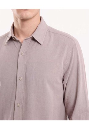 Camisa Rústica Regular Para Hombre Beige Seven Seven
