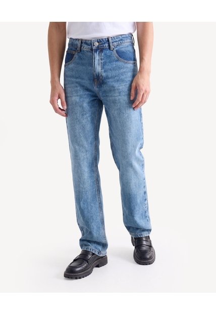 Jean Straight Desgaste  Para Hombre Azul Seven Seven