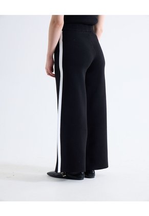 Pantalón Tejido Contraste Lateral Para Mujer Negro Seven Seven