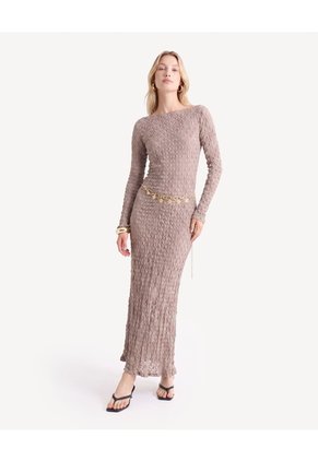 Vestido Maxi De Encaje Para Mujer Café Seven Seven