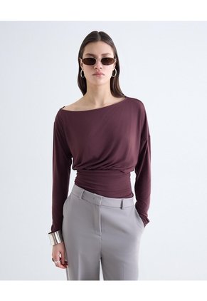 Blusa Escote Ojal Ajustable Para Mujer Vino Seven Seven