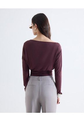 Blusa Escote Ojal Ajustable Para Mujer Vino Seven Seven