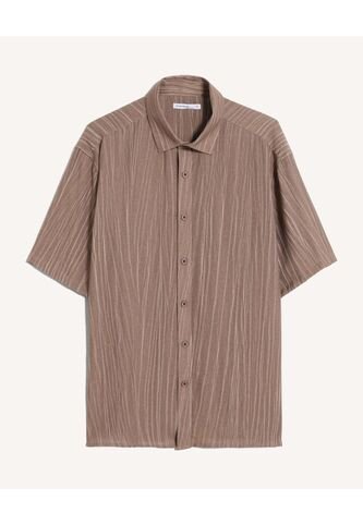 Camisa Relaxed Ligera  Para Hombre Café Seven Seven Seven Seven