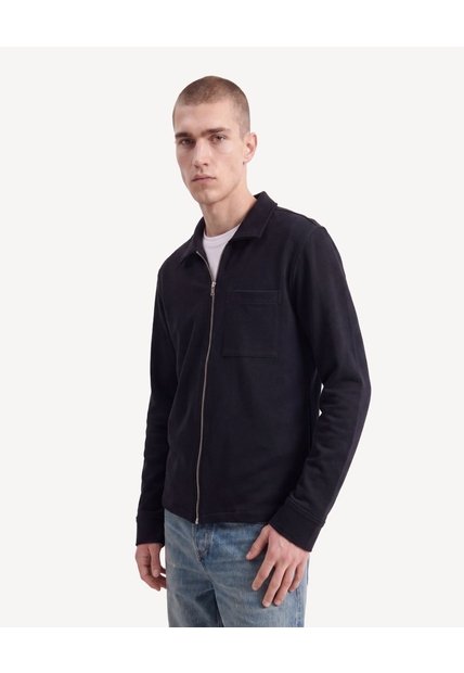 Camisa Harrington Texturizada  Para Hombre Negro Seven Seven