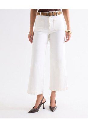 Jean Retro Bolsillos Frontales  Para Mujer Blanco Seven Seven