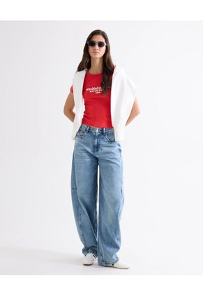 Camiseta Con Ilustración Central  Para Mujer Rojo Seven Seven