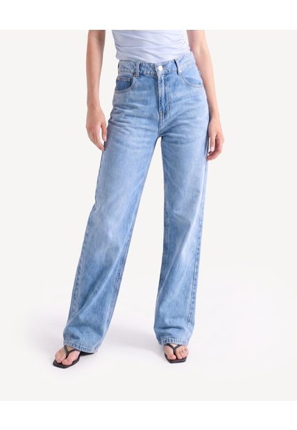 Jean Straight Con Cinturón  Para Mujer Azul Seven Seven