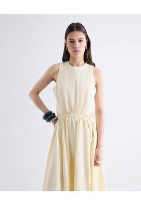 Vestido Midi Con Abertura Para Mujer Crema Seven Seven