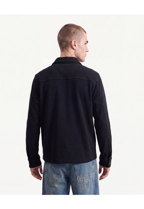 Camisa Harrington Texturizada  Para Hombre Negro Seven Seven