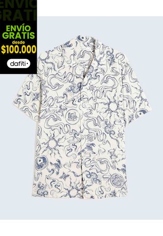 Camisa Para Hombre Manga Corta Sin Bolsillo Cuello Resort Color Azul Marca Seven Seven #45012141 Seven Seven