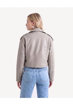Chaqueta Biker Acabado Pu  Para Mujer Taupe Seven Seven