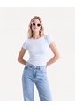Camiseta Ajustada Estampada  Para Mujer Celeste Seven Seven de Seven Seven
