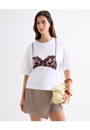 Camiseta Graphic Detalle Frontal Artístico Para Mujer Crudo Seven Seven