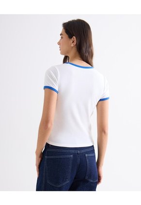 Camiseta Texturizada Con Estampado  Para Mujer Blanco Seven Seven