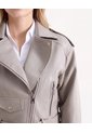 Chaqueta Biker Acabado Pu  Para Mujer Taupe Seven Seven de Seven Seven
