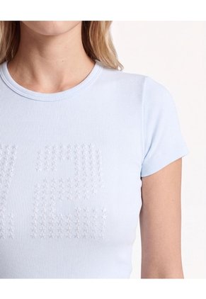 Camiseta Ajustada Estampada  Para Mujer Celeste Seven Seven