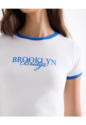 Camiseta Texturizada Con Estampado  Para Mujer Blanco Seven Seven