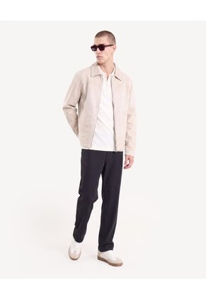 Chaqueta Harrington Suede Para Hombre Taupe Seven Seven