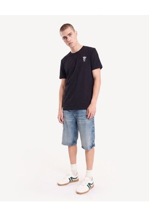 Camiseta Bordado Frontal  Para Hombre Negro Seven Seven