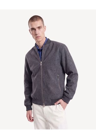 Chaqueta Bomber Paño  Para Hombre Gris Seven Seven Seven Seven