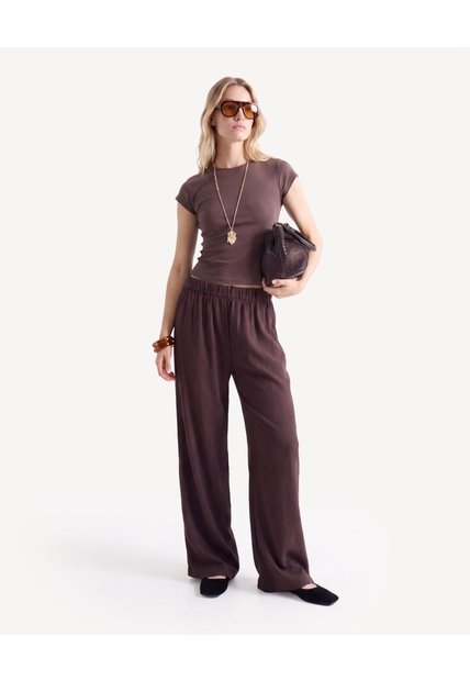 Camiseta De Silueta Definida  Para Mujer Café Seven Seven