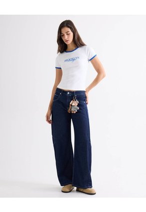 Camiseta Texturizada Con Estampado  Para Mujer Blanco Seven Seven