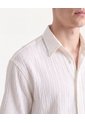 Camisa Texturizada Pechera Oculta  Para Hombre Crudo Seven Seven de Seven Seven