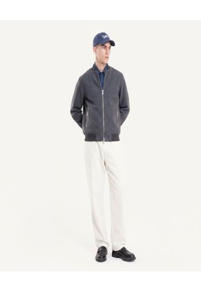 Chaqueta Bomber Paño Para Hombre Gris Seven Seven
