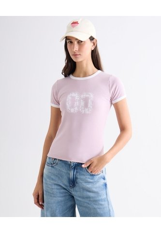 Camiseta Estampada Con Textura  Para Mujer Rosado Seven Seven Seven Seven