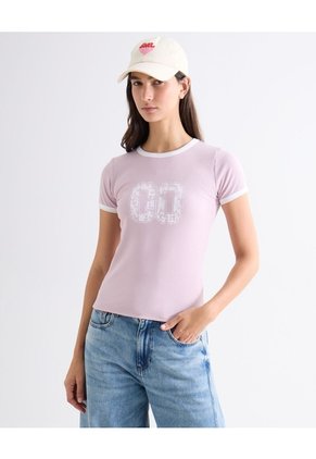 Camiseta Estampada Con Textura Para Mujer Rosado Seven Seven