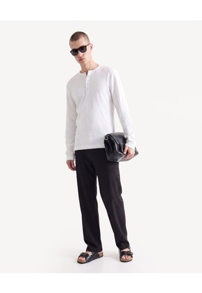 Camiseta Henley Tricot Para Hombre Marfil Seven Seven