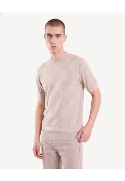 Camiseta Tricot Cuadros  Para Hombre Arena Seven Seven