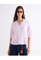 Blusa Rayas Cuello Camisero  Para Mujer Lila Seven Seven de Seven Seven