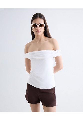 Camiseta Cuello Bandeja  Para Mujer Crudo Seven Seven Seven Seven