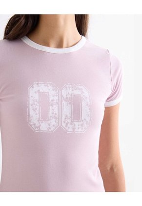 Camiseta Estampada Con Textura Para Mujer Rosado Seven Seven