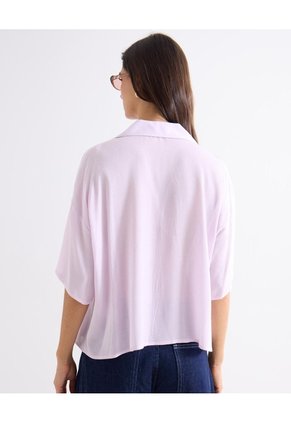Blusa Rayas Cuello Camisero  Para Mujer Lila Seven Seven