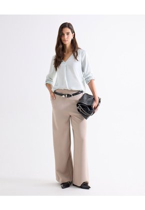 Blusa Satin Escote En V Para Mujer Verde Seven Seven