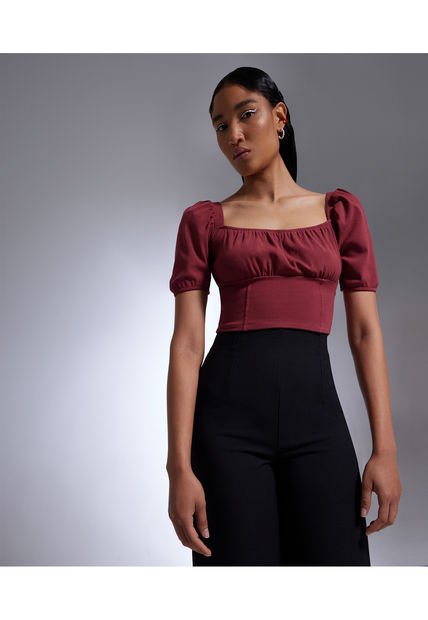 Camiseta Para Mujer Manga Corta Color Vino Marca Seven Seven #28095227