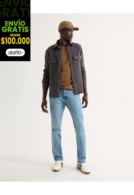 Camisa Para Hombre Sobrecamisa Manga Larga Color Gris Marca Seven Seven #45012101