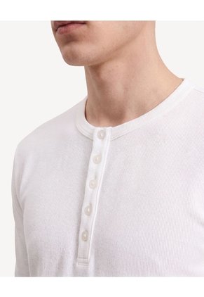 Camiseta Henley Tricot Para Hombre Marfil Seven Seven