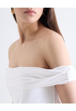 Camiseta Cuello Bandeja Para Mujer Crudo Seven Seven