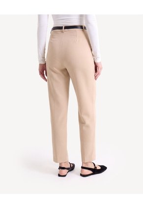 Pantalón Chino Con Cinturón Para Mujer Taupe Seven Seven