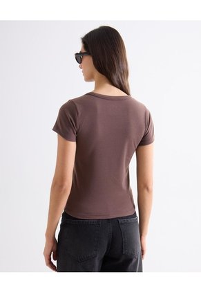 Camiseta Con Gráfico Inspirador  Para Mujer Café Seven Seven