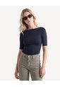 Camiseta Cuello Ojal Con Recogidos  Para Mujer Negro Seven Seven de Seven Seven