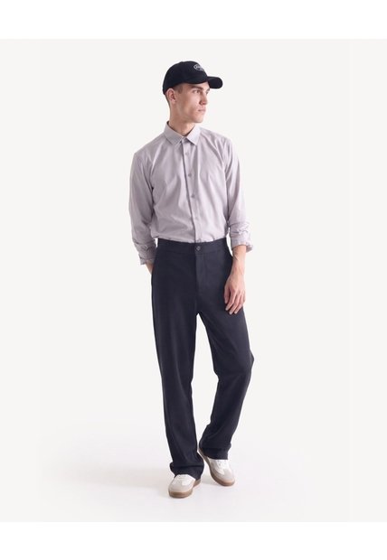Camisa Stretch Manga Larga  Para Hombre Gris Seven Seven