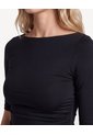 Camiseta Cuello Ojal Con Recogidos  Para Mujer Negro Seven Seven de Seven Seven