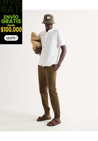 Camisa Para Hombre Manga Corta Sin Bolsillo Cuello Neru Color Marfil Marca Seven Seven #45012134 Seven Seven