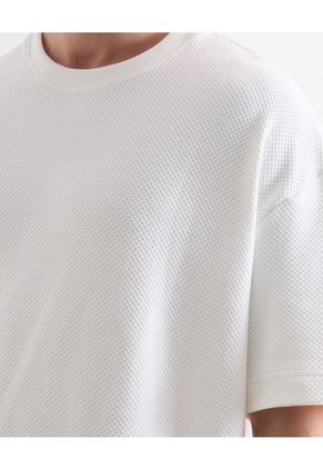 Camiseta Tejida Texturizada Oversize  Para Hombre Marfil Seven Seven